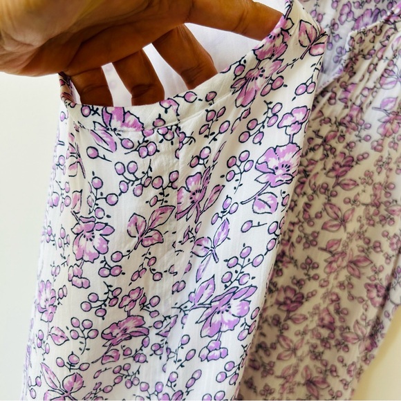 Loft Sleeveless Blouse Womens L Lavender Floral Soft Casual Summer Relaxed Top - Picture 7 of 10